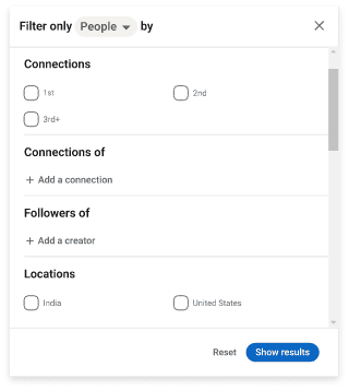 LinkedIn filter attributes