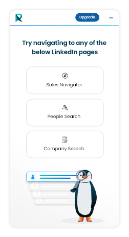 Browser extension showing three search modes — Sales Navigator, People Search, and Company Search — to match different prospecting goals.