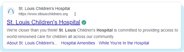 St. Louis Children Hospital website url