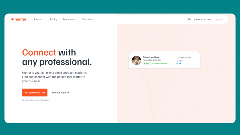 Hunter.io Homepage