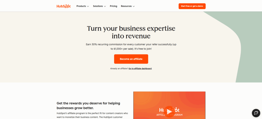 Hubspot affiliate program